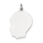 Load image into Gallery viewer, 14k White Gold 17mm Boy Head Silhouette Disc Pendant Charm Engraved Personalized - BringJoyCollection
