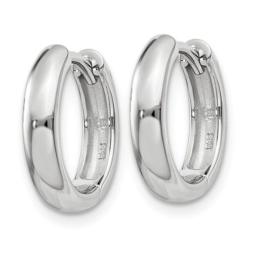 14k white gold classic huggie hinged hoop earrings 12mm x 12mm x 2mm