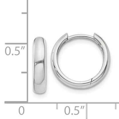 14k white gold classic huggie hinged hoop earrings 12mm x 12mm x 2mm