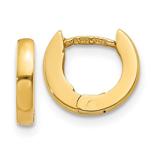 14k yellow gold classic huggie hinged hoop earrings small 9mm x 1mm