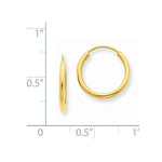 Load image into Gallery viewer, 14k Yellow Gold Small Classic Endless Round Hoop Earrings 12mm x 1.5mm - BringJoyCollection
