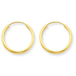 Load image into Gallery viewer, 14k Yellow Gold Small Classic Endless Round Hoop Earrings 15mm x 1.5mm - BringJoyCollection
