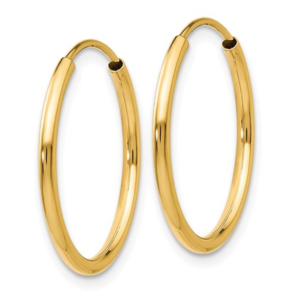 14k Yellow Gold Classic Endless Round Hoop Earrings 17mm x 1.5mm