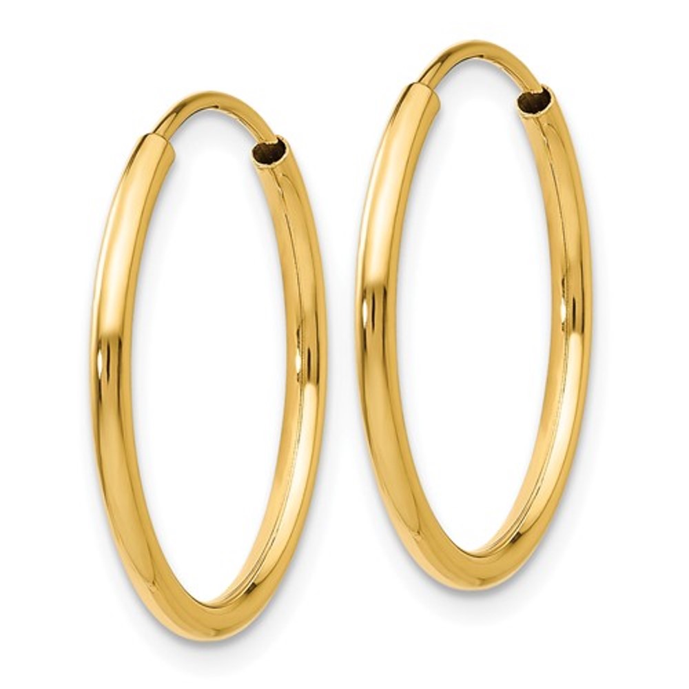 14k yellow gold classic endless round hoop earrings 17mm x 1.5mm