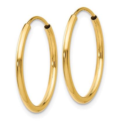 14k yellow gold classic endless round hoop earrings 17mm x 1.5mm