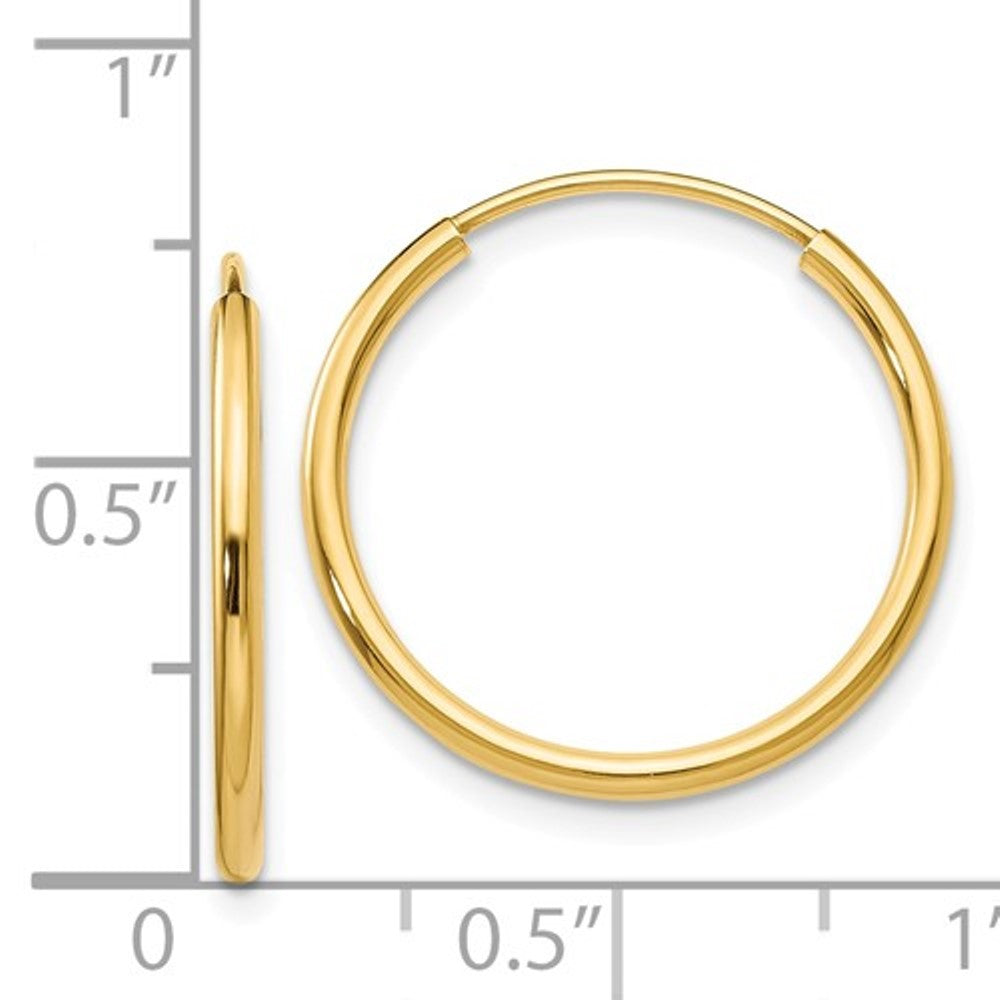 14k yellow gold classic endless round hoop earrings 17mm x 1.5mm