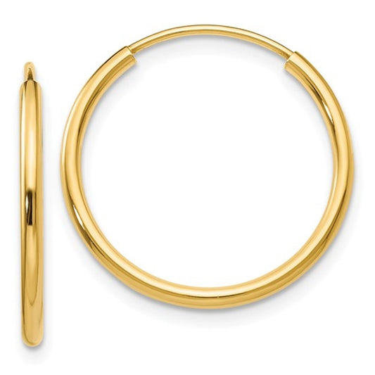 14k yellow gold classic endless round hoop earrings 17mm x 1.5mm