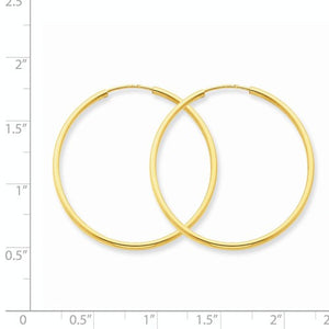 14k Yellow Gold Classic Endless Round Hoop Earrings 26mm x 1.5mm - BringJoyCollection