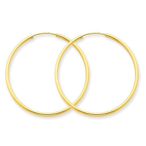 14k yellow gold classic endless round hoop earrings 26mm x 1.5mm
