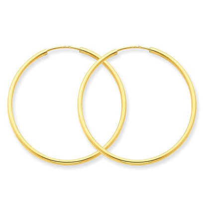 14k yellow gold classic endless round hoop earrings 26mm x 1.5mm