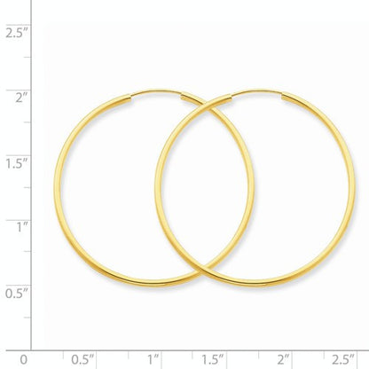 14k yellow gold classic endless round hoop earrings 36mm x 1.5mm