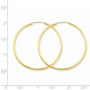 14k Yellow Gold Classic Endless Round Hoop Earrings 36mm x 1.5mm - BringJoyCollection