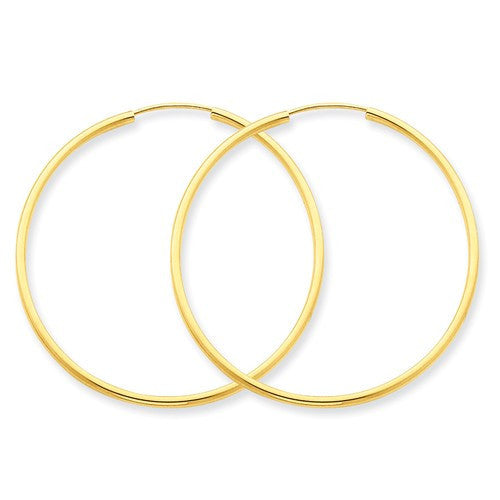 14k yellow gold classic endless round hoop earrings 36mm x 1.5mm