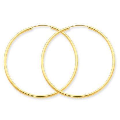 14k yellow gold classic endless round hoop earrings 36mm x 1.5mm