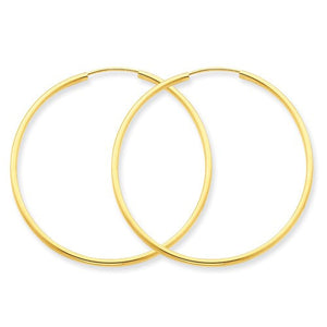 14k Yellow Gold Classic Endless Round Hoop Earrings 36mm x 1.5mm - BringJoyCollection