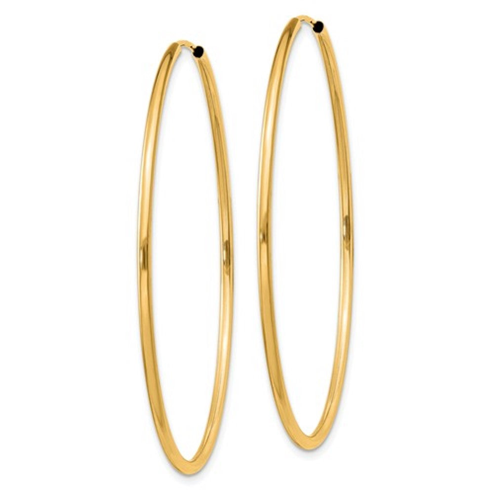 14k yellow gold large endless round hoop earrings 45mm x 1.5mm