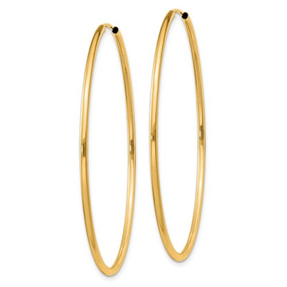 14k yellow gold large endless round hoop earrings 45mm x 1.5mm