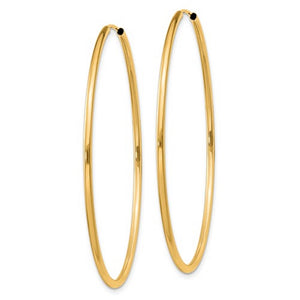 14k Yellow Gold Large Endless Round Hoop Earrings 45mm x 1.5mm