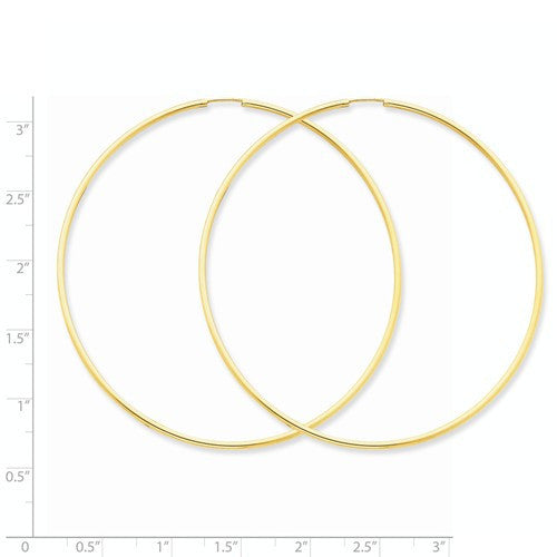 14k yellow gold extra large endless round hoop earrings 60mm x 1.5mm