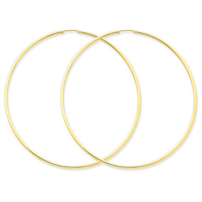 14k yellow gold extra large endless round hoop earrings 60mm x 1.5mm