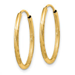 Charger l&#39;image dans la galerie, 14k Yellow Gold Satin Diamond Cut Endless Round Hoop Earrings 19mm x 1.5mm - BringJoyCollection
