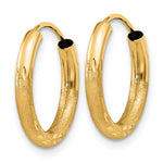 Load image into Gallery viewer, 14k Yellow Gold Satin Diamond Cut Endless Round Hoop Earrings 15mm x 2mm - BringJoyCollection
