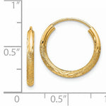 Load image into Gallery viewer, 14k Yellow Gold Satin Diamond Cut Endless Round Hoop Earrings 17mm x 2mm - BringJoyCollection
