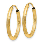 Load image into Gallery viewer, 14k Yellow Gold Satin Diamond Cut Endless Round Hoop Earrings 20mm x 2mm - BringJoyCollection
