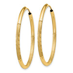 Load image into Gallery viewer, 14k Yellow Gold Satin Diamond Cut Endless Round Hoop Earrings 35mm x 2mm - BringJoyCollection
