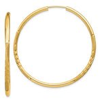 Load image into Gallery viewer, 14k Yellow Gold Satin Diamond Cut Endless Round Hoop Earrings 44mm x 2mm
