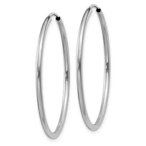 14k White Gold Classic Endless Round Hoop Earrings 30mm x 1.5mm