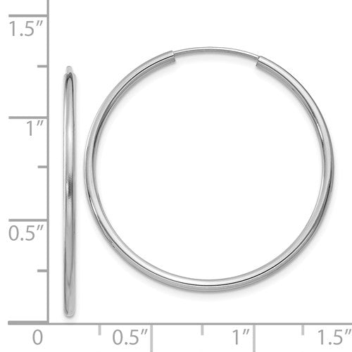 14k white gold classic endless round hoop earrings 30mm x 1.5mm