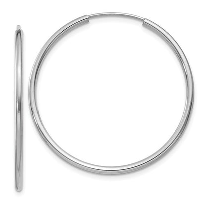 14k white gold classic endless round hoop earrings 30mm x 1.5mm