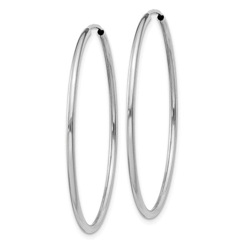 14k white gold classic endless round hoop earrings 37mm x 1.5mm