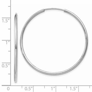 14k White Gold Classic Endless Round Hoop Earrings 37mm x 1.5mm