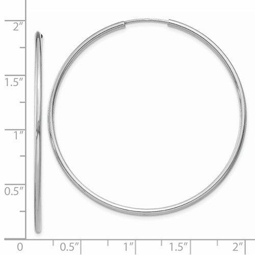 14k white gold classic endless round hoop earrings 45mm x 1.5mm