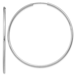 14k white gold classic endless round hoop earrings 45mm x 1.5mm