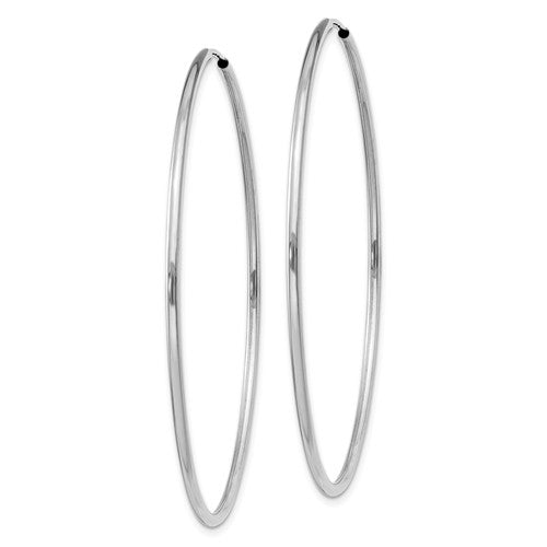14k white gold classic endless round hoop earrings 50mm x 1.5mm