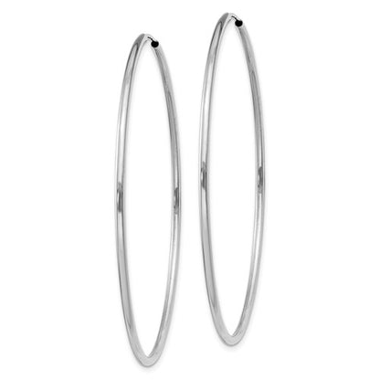 14k white gold classic endless round hoop earrings 50mm x 1.5mm