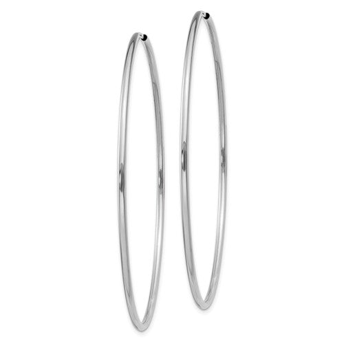 14k white gold classic endless round hoop earrings 55mm x 1.5mm