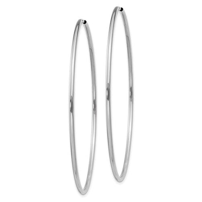 14k white gold classic endless round hoop earrings 55mm x 1.5mm