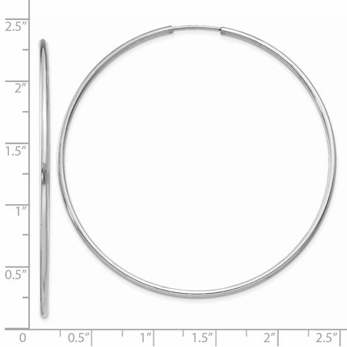 14k White Gold Classic Endless Round Hoop Earrings 55mm x 1.5mm