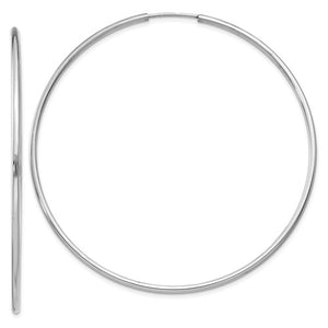 14k White Gold Classic Endless Round Hoop Earrings 55mm x 1.5mm