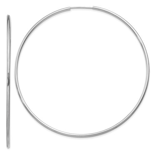 14k white gold classic endless round hoop earrings 63mm x 1.5mm