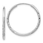 Load image into Gallery viewer, 14k White Gold Satin Diamond Cut Endless Round Hoop Earrings 22mm x 1.5mm
