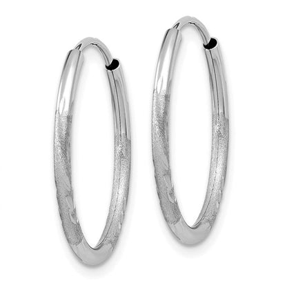 14k white gold satin diamond cut endless round hoop earrings 19mm x 1.5mm