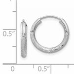 Load image into Gallery viewer, 14k White Gold Satin Diamond Cut Endless Round Hoop Earrings 14mm x 2mm

