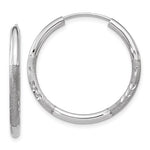 Load image into Gallery viewer, 14k White Gold Satin Diamond Cut Endless Round Hoop Earrings 24mm x 2mm
