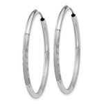 Load image into Gallery viewer, 14k White Gold Satin Diamond Cut Endless Round Hoop Earrings 33mm x 2mm
