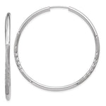 Load image into Gallery viewer, 14k White Gold Satin Diamond Cut Endless Round Hoop Earrings 43mm x 2mm
